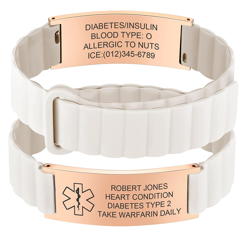 Silicone Band Women - Pulsera de Identificación Médica Personalizada para