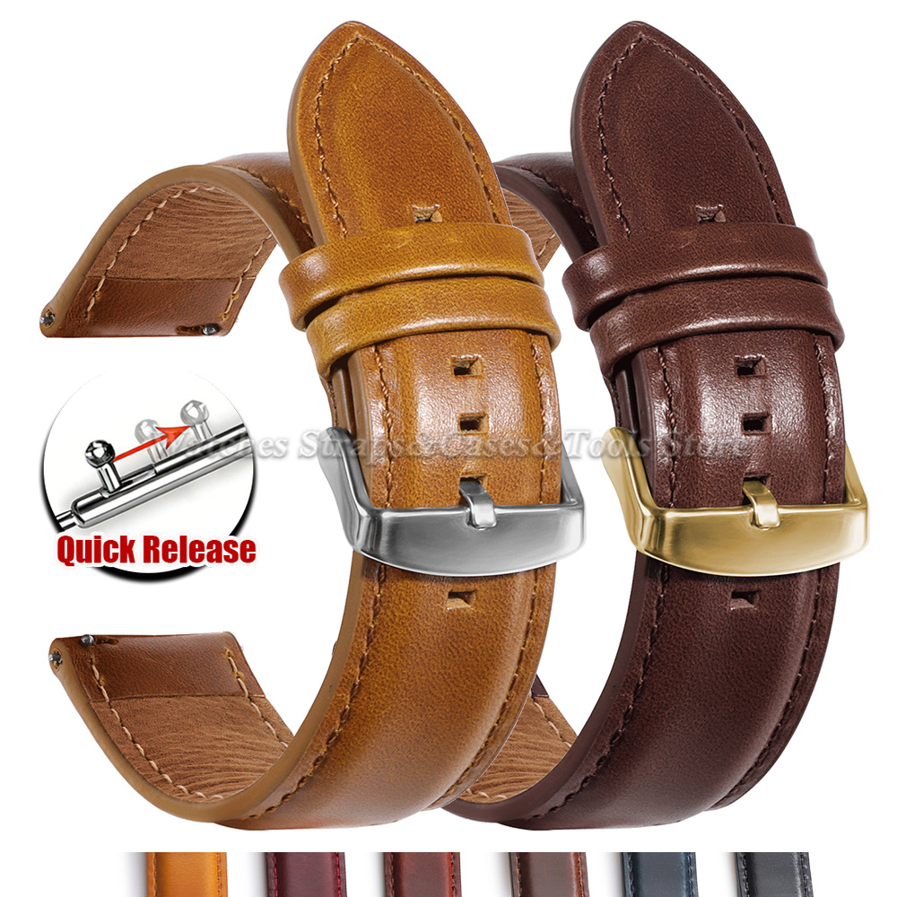 Leather Strap Quick Release - Correa de reloj de cuero genuino