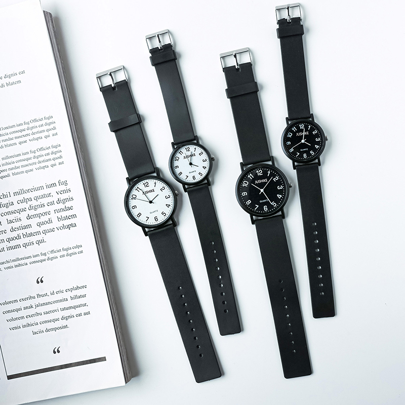 Silicone Band Women - Reloj negro Simple, relojes de cuarzo