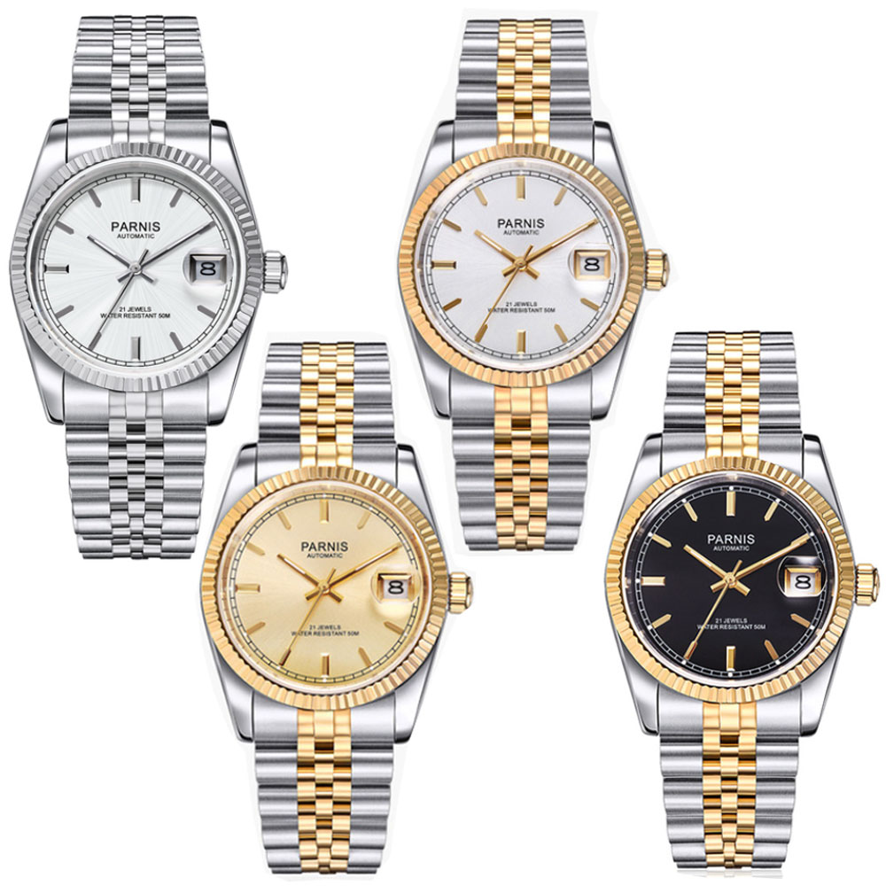 Reloj automático Parnis de 36m - Rolex Watch Datejust reseña y precio